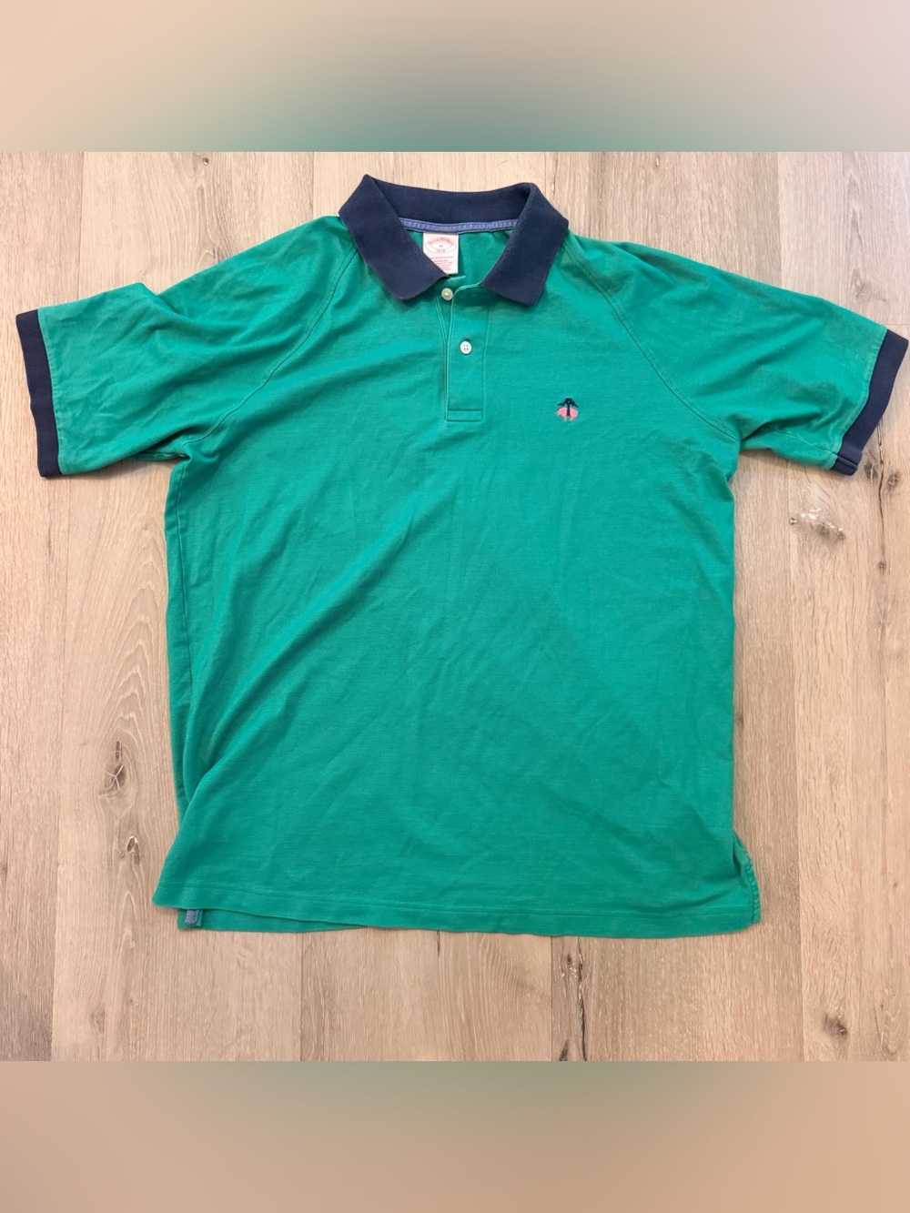 Brooks Brothers 1818 Green Contrast Collar Performance Polo M